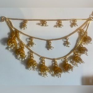 Gold Plated Bahubali Pearl hair chain